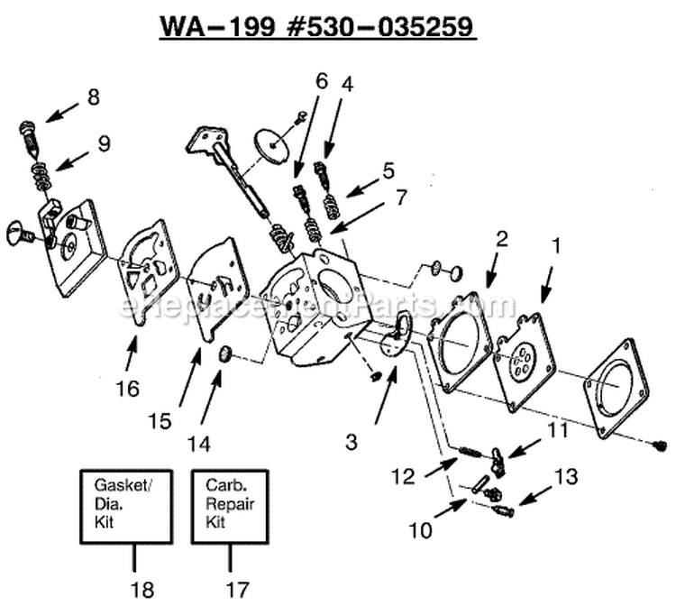 Page A Diagram and Parts List for XT50  Weed Eater Trimmer